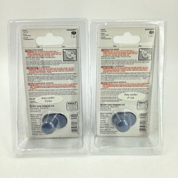 Set Of 2 Master Lock 90KADSPT Keyed Gun Trigger Lock New 2 Keys Each - Picture 3 of 14